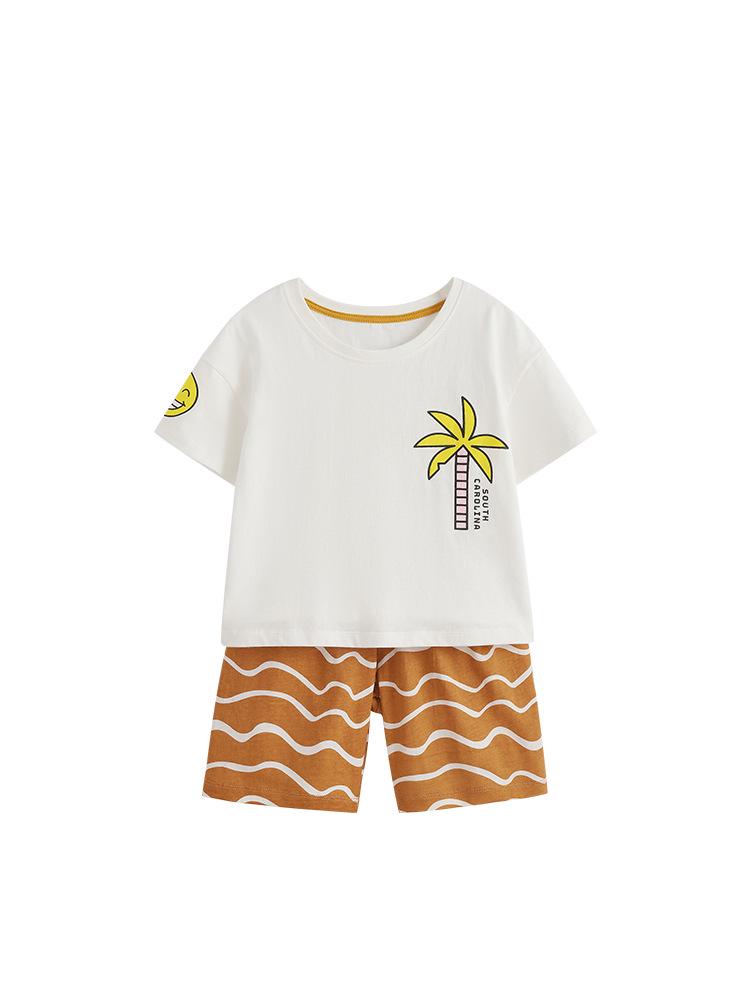 Malwee Boys' Summer Outfit: Stylish T-shirt & Shorts Set for Kids - European & American Design