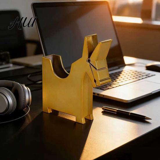 Desktop Space Saver Mule Shape Pen Holder, Multi-Functional 3-in-1 Organizer with Note Holder Business Desk Card Box And Plastic for Office