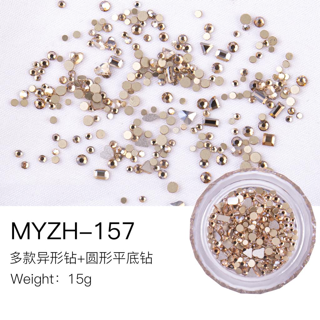 Mini Small Nail Art Mixed Warm Elf Aurora Flat Bottom Special-Shaped Diamond Diy Round Box