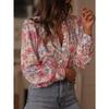 Elegant Printed Long Sleeve Blouse Women Loose Casual Shirt Spring Summer Outerwear European American Style