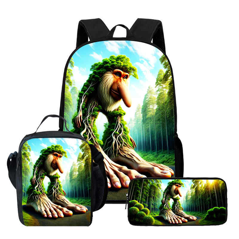 Wooden Stick Man Brain Rot Schoolbag High Definition Printing Leisure Cross Border Light Backpack