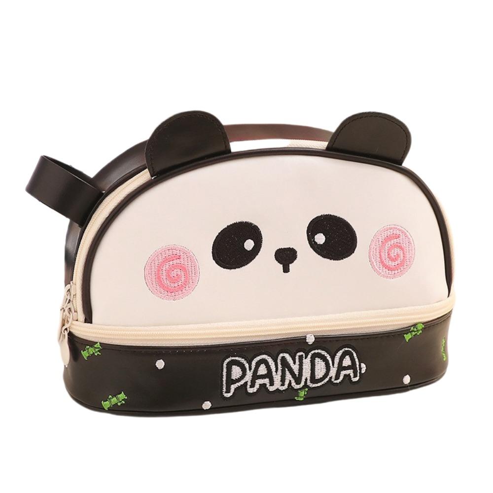 

Cartoon PU Leather Pencil Case Portable Waterproof Pen Bag Large Capacity Stationery Pouch Students чорний