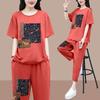 2 pezzi/set O-Collo manica corta abito casual tasche elastiche in vita stampa da donna top pantaloni corti Activewear streetwear