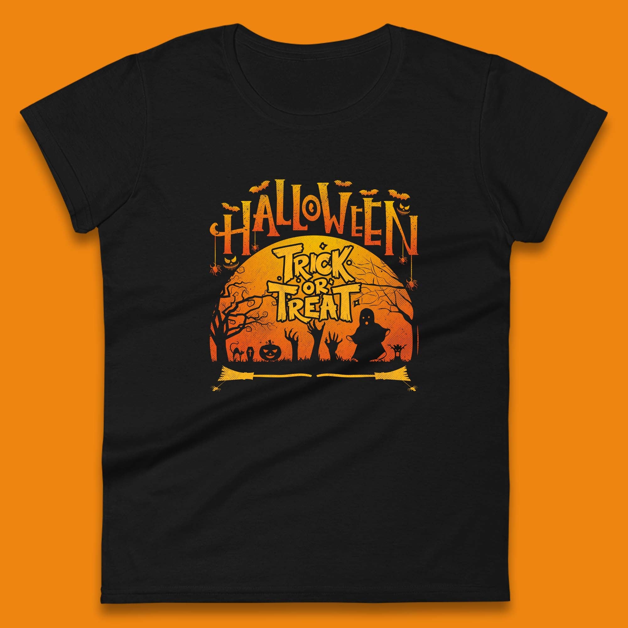 Halloween Trick Or Treat Horror Boo Ghost Creepy Zombie Hands Out Of Graveyard Womens Tee T Shirt Mens Tops Unisex Top L