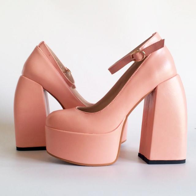 Black White Mary Janes Super Thick High Heels Platforms Pumps For Women Casual Spring Summer Shallow Party Chunky Shoes Ladies