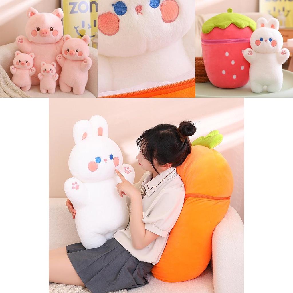 Cute Strawberry Bunny Plush Toy Soft And Cuddly Stuffed Animal For Girls 30cm/0.18kg