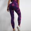 Women Yoga Set High Waist Leggings Seamless Tops Workout Sportswear Fitness Tie Dye Purple Tracksuit