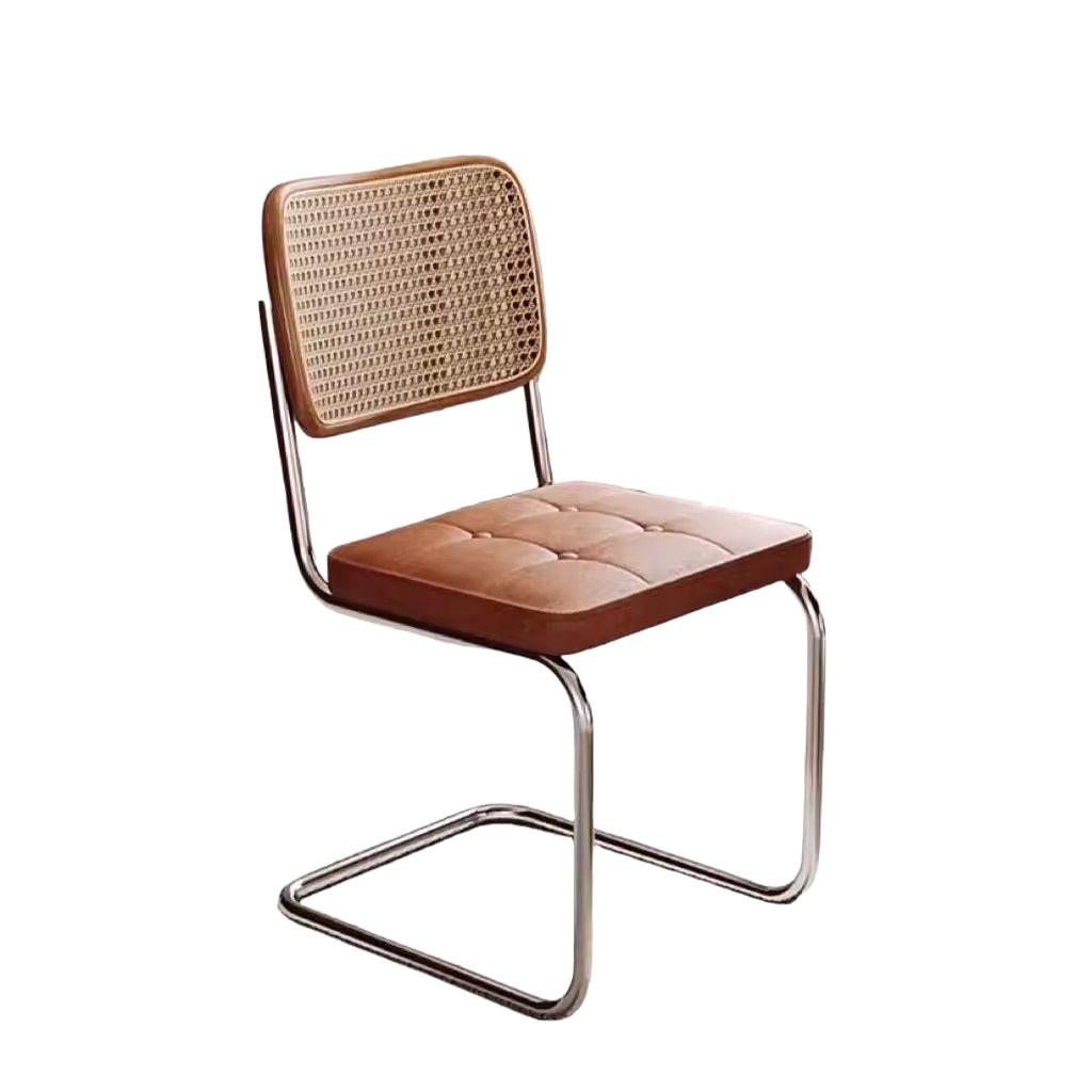 Used Light Luxury Rattan-Style Dining Chair – Stylish, Ergonomic Back Support for Home, Office, or Balcony.