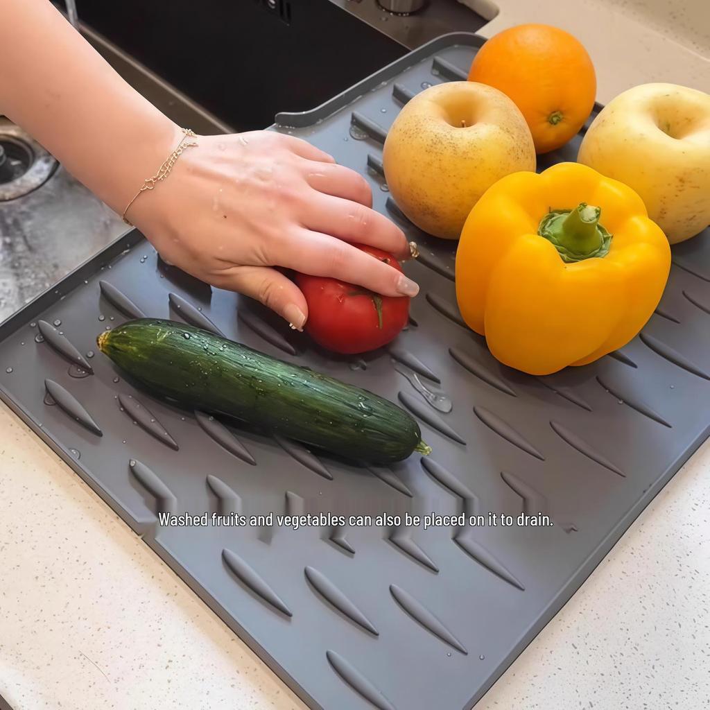 Silicone Drying Mat for Dishes, Sink, Fruits, Veggies, and Countertops