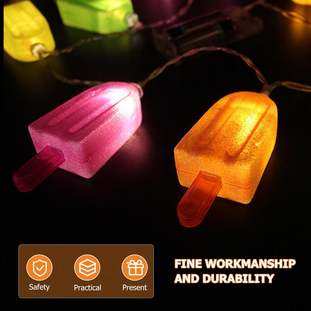 Outdoor Ornament Lights Ice Cream String Fairy Candles Flickering Plastic