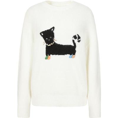 JUZI Annakao Damenpullover aus Wolle mit Katzenmotiv und Jacquardmuster.