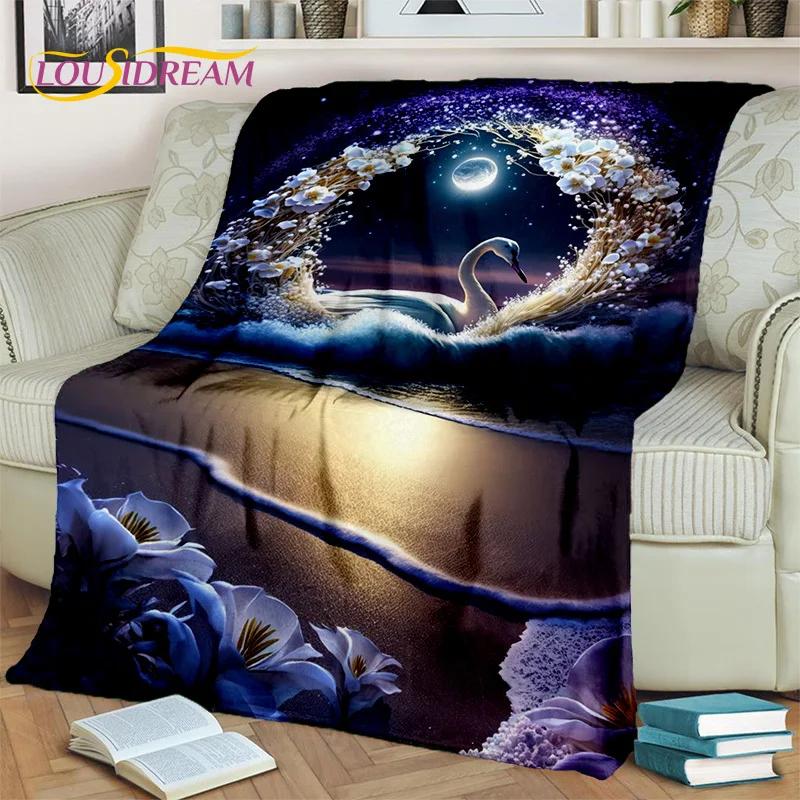 3D Dream Love Swan Cartoon Cygnus Girl Gift Blanket,Soft Throw Blanket for Home Bedroom Bed Sofa Picnic Travel Cover Blanket Kid