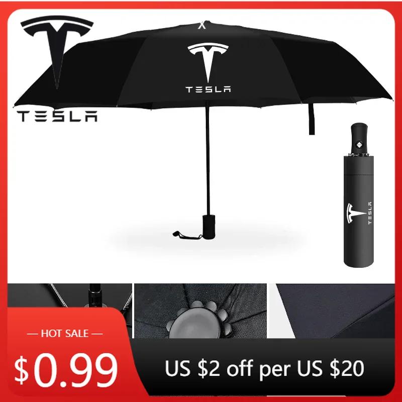 Car Sticker 2025 Hot Car Automatic Folding Windproof Sunshade Umbrella For Tesla Model 3 S X Y Style Roadster Invader Coil Mod W