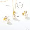 Love Heart Zircon Pearl Earrings Necklace Set Minimalist Light Luxury Jewelry for Women