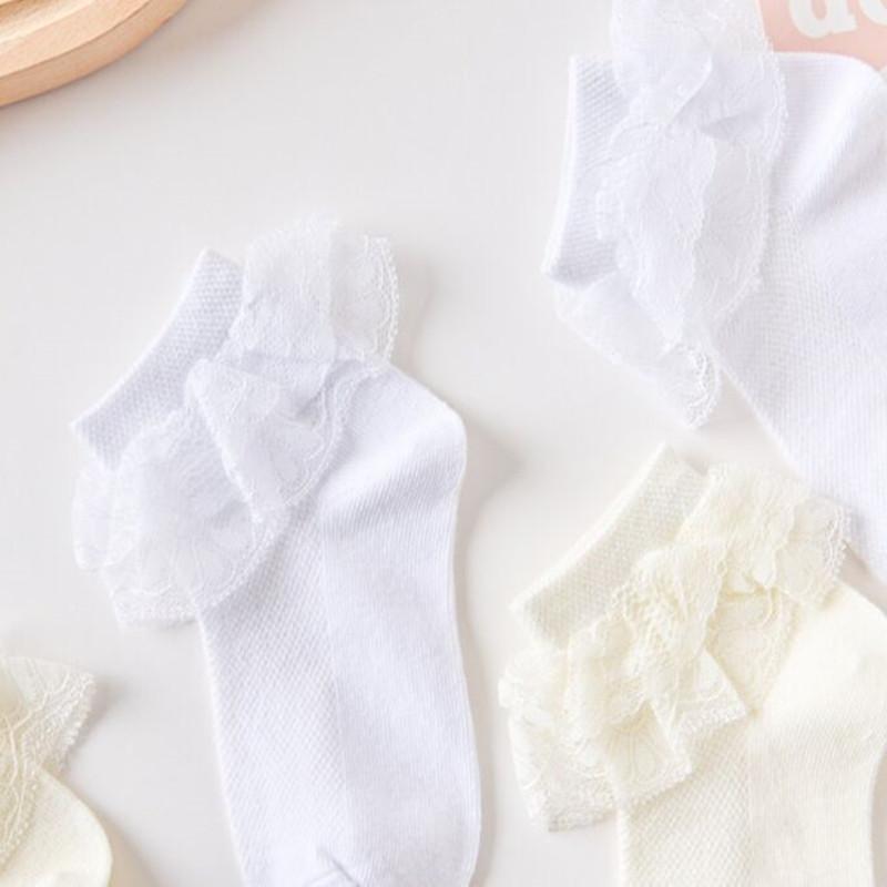 4Pairs/Set Summer Children's Girl Socks Thin Lace Princess Mesh Kids Socks For Girls Cotton Teenagers White Sock 1-15T