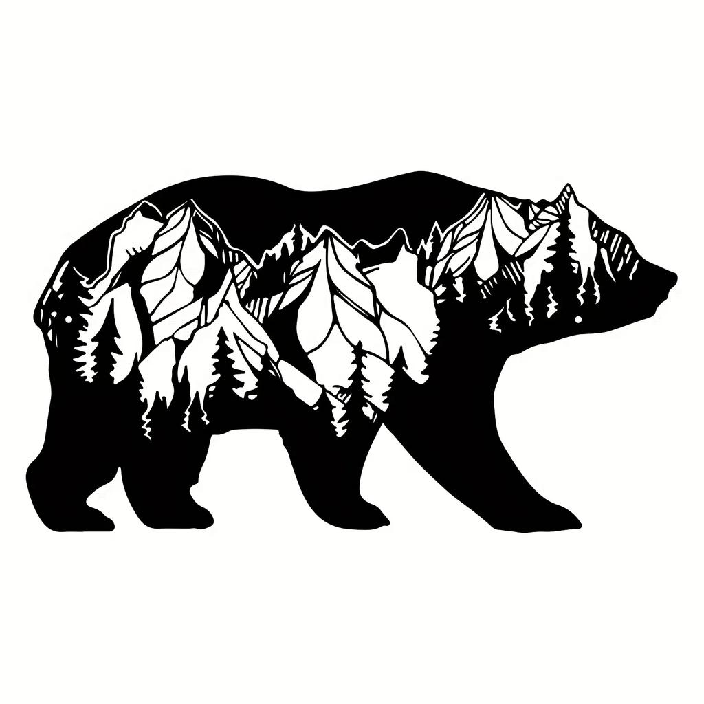 Bear and Forest Metal Wall Art Decor - Modern Art for Bedroom, Office, and Farmhouse | Stylish Fence and Wall Decorations