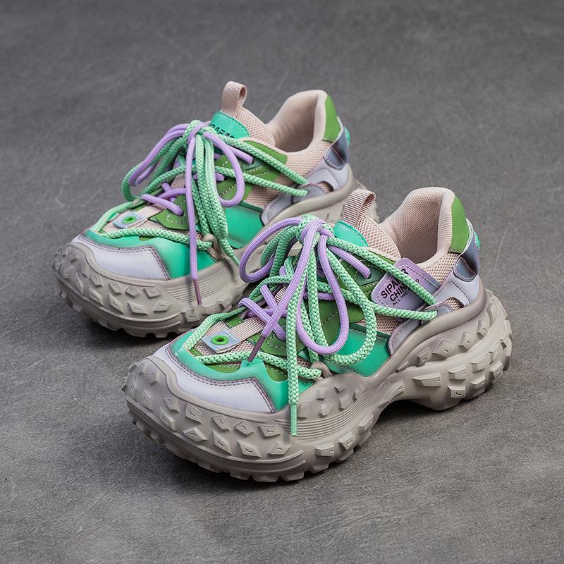 

осінні нові товстопідошвні кросівки на підошві з дуріану, модні жіночі кросівки з сітки цукеркового кольору 36 зелений