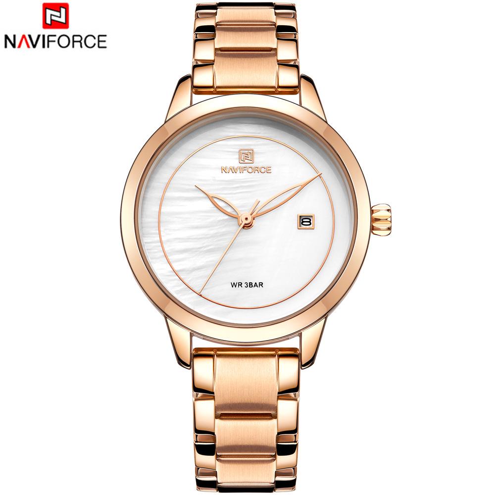 NAVIFORCE Lingxiang 5008 Elegant Women s Waterproof Quartz Watch with Calendar and Steel Band.