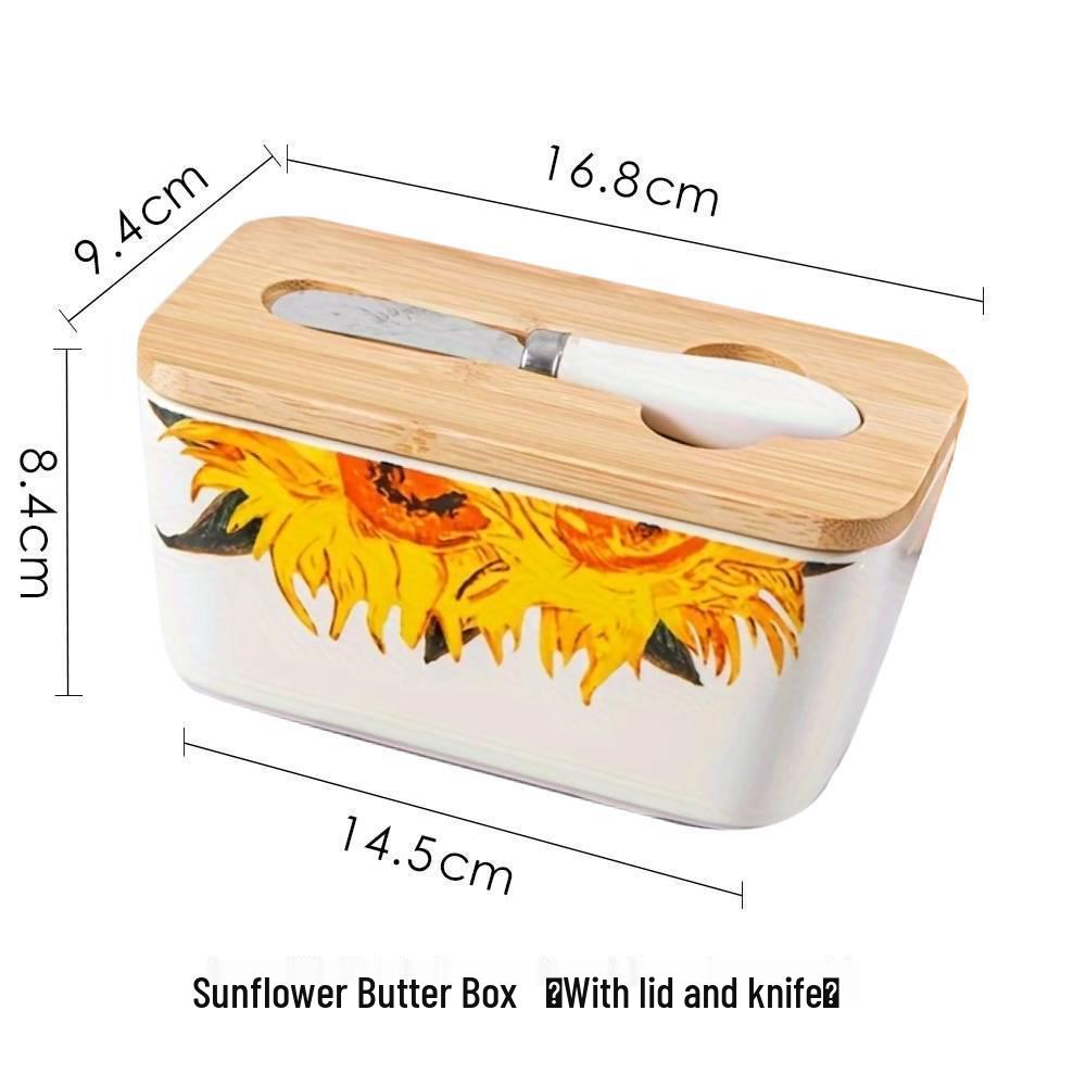 Nordic Ceramic Butter Dish with Knife - European Design