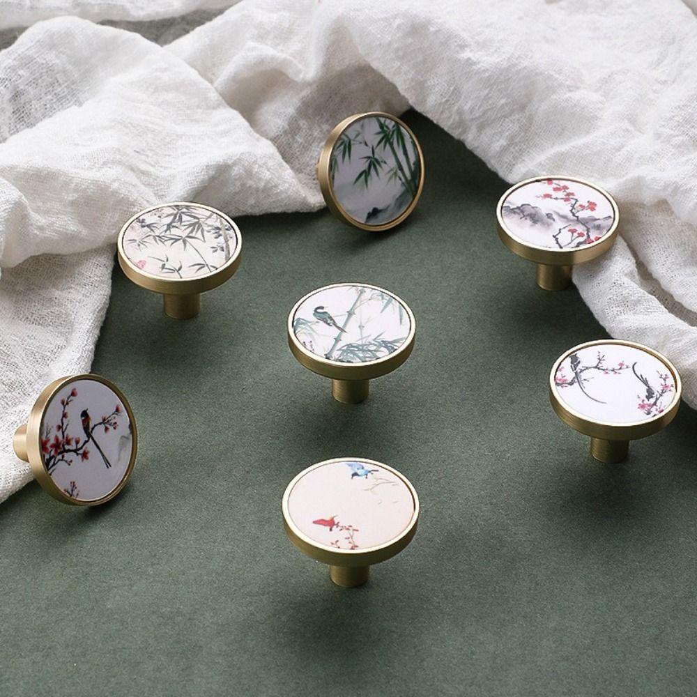 Gold Rim Cabinet Knobs Circular Shape Drawer Knobs Creative Door Knobs For Kitchen Cabinet
