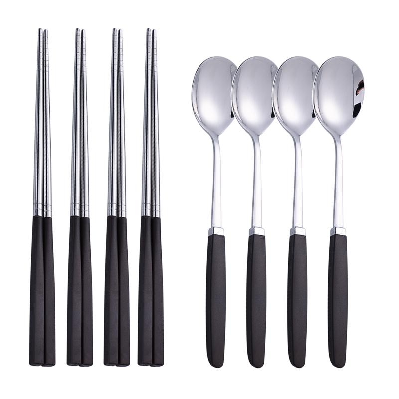 Set Tacâmuri Coreene Oțel Inoxidabil 304 Set Tacâmuri de Înaltă Calitate Set Cină Set Lingură Bețișoare Veselă 8 Buc Seturi Tacâmuri