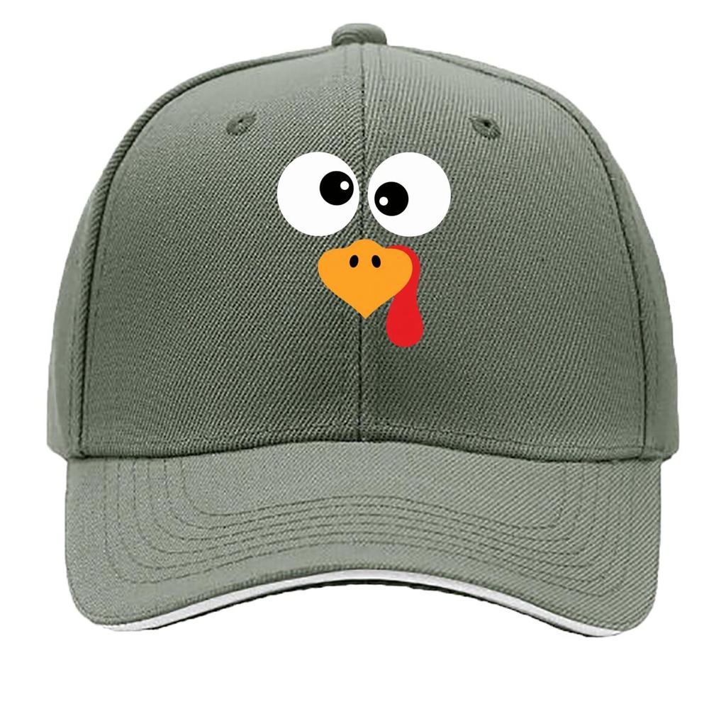 Quirky Turkey Face Cartoon Thanksgiving Graphic Sandwich Baseball Cap Unisex Women Sun Cap Outdoor Workouts Hat