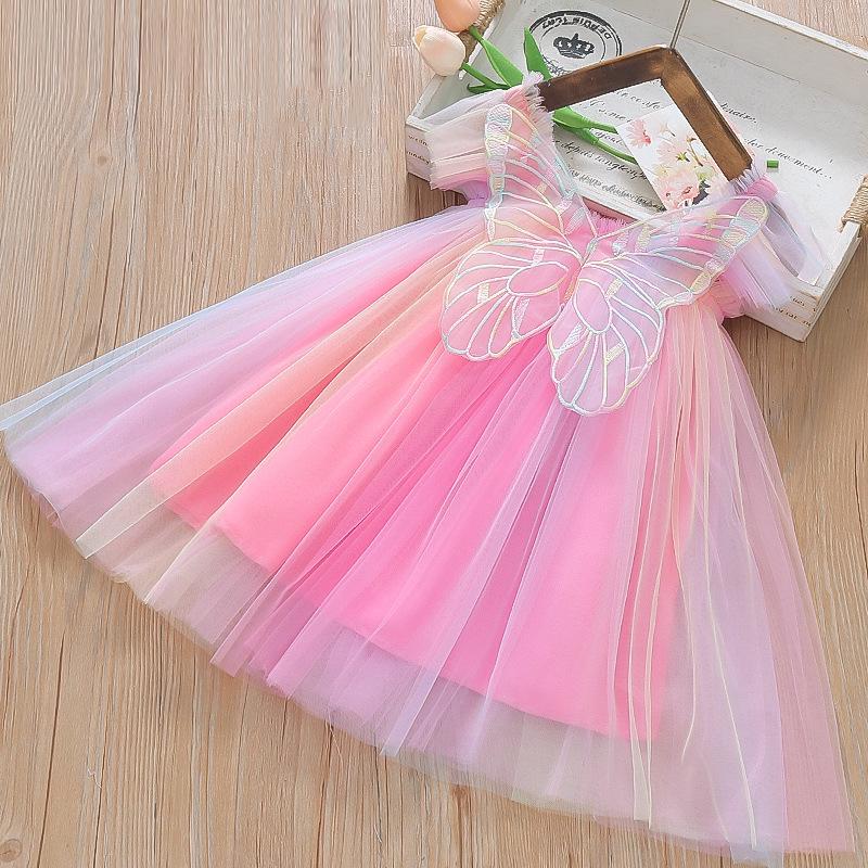 Rainbow Fairy Princess Dress with Puff Skirt and Spaghetti Straps