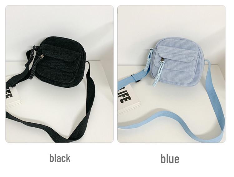 Torba na ramię i crossbody z sztruksu na wiosnę 2024 dla dziewcząt - Styl kampusowy, Jednolity kolor, Mała, Modna