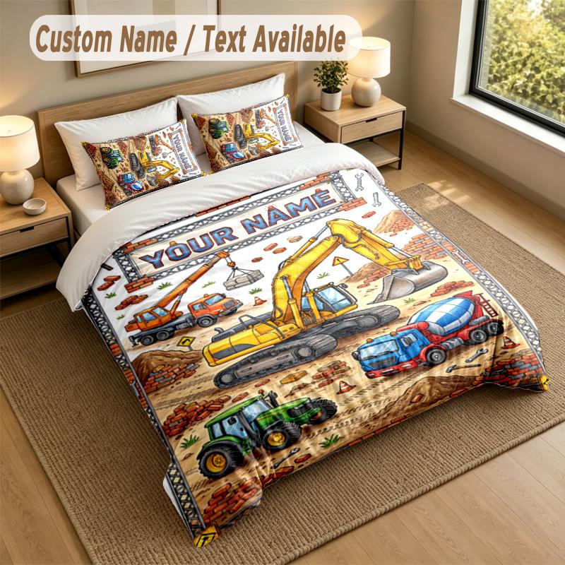 Adventure Journey Theme Personalized 3Pcs Bedding Set Custom Text & Name 1 Sheet 2 Pillowcases Household Bedding 1pc