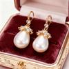 Elegant Large Water Droplet Imitation Pearl Women's Wedding Pendant Earrings, Dazzling High-quality Women's Fashionable Earrings