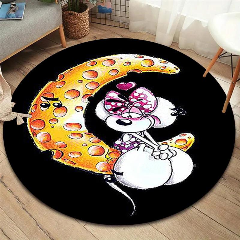 Diddl Round Area Rug,Carpet Rug for Living Room Bedroom Sofa Playroom Decor,Non-slip Floor Mat