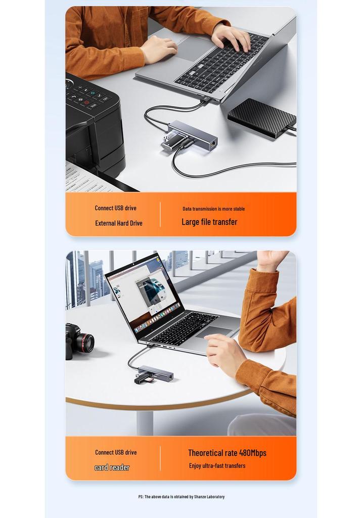 ShanZe USB To Ethernet Hub RJ45 Network Adapter for Laptops