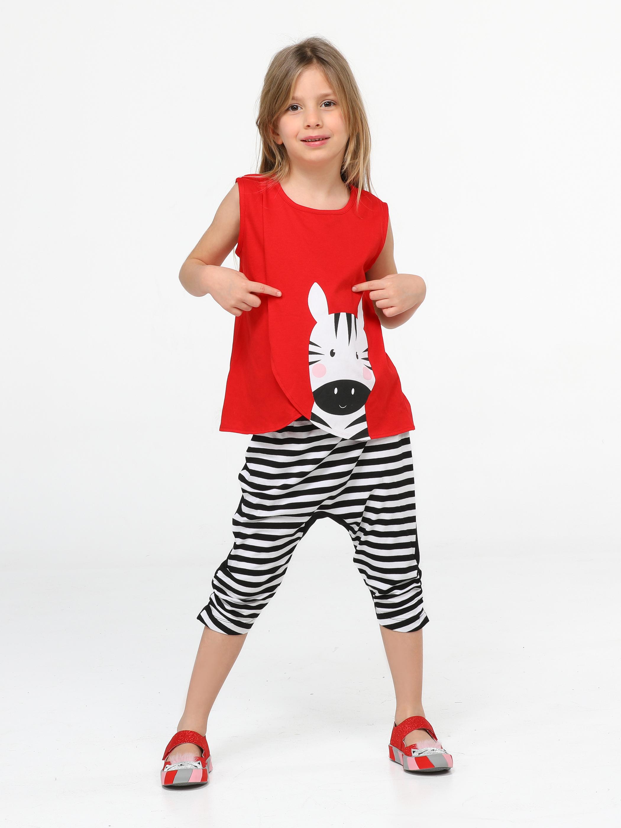 

Zebra Çizgili Baggy Kapri Takım 3 Yaş червоний