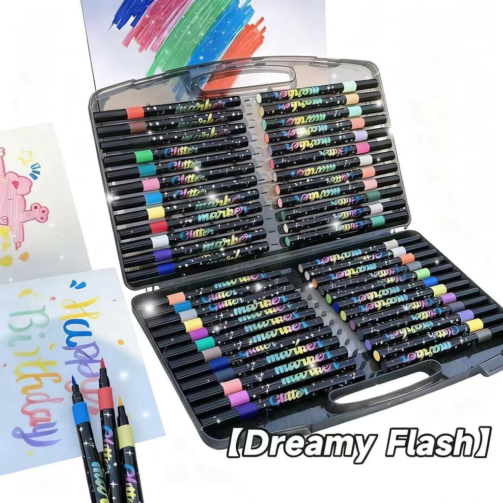 48/36/24/12 Colors Single-tip Glitter Markers, Metallic Glitter Fine-tip Watercolor Pencils for Adult DIY Crafts,Cards,mugs