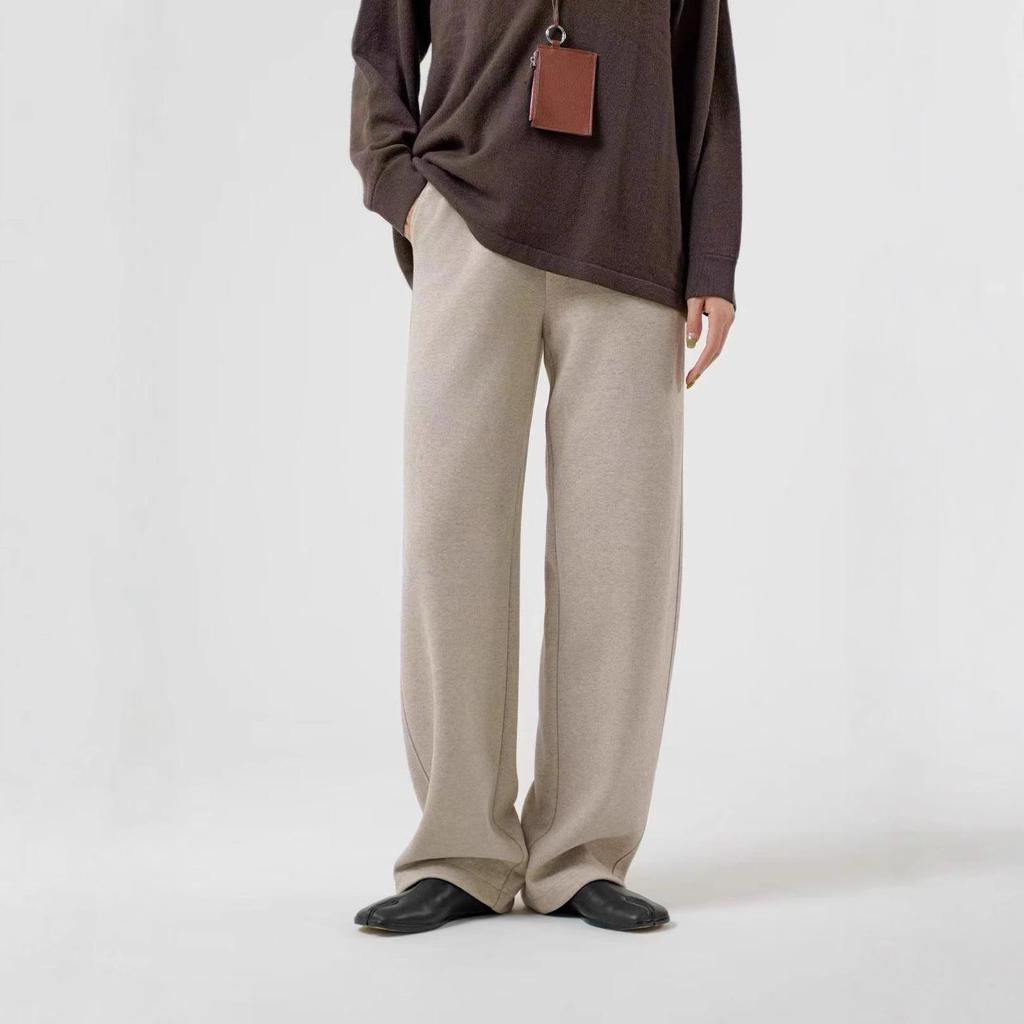 Women's Plus Size Wool Blend Fleece-Lined Curved Leg Pants for Autumn/Winter