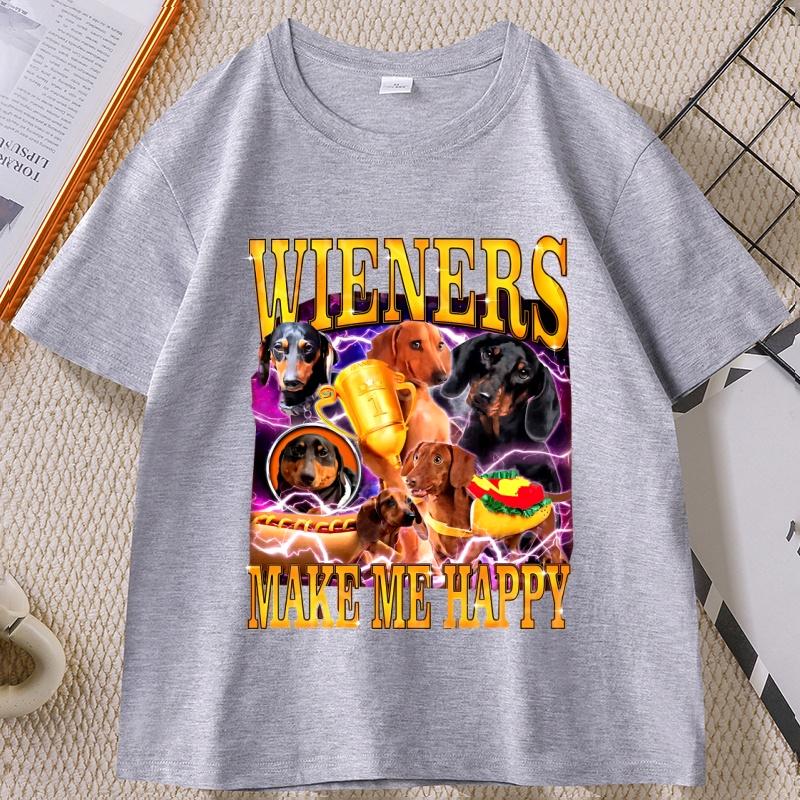 Funny Wiener Dog TShirt for Unisex Women Dachshund Graphic T Shirts Cotton Shortsleeved Unisex Clothing Harajuku Streetwear