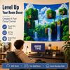 Pixel Art Tapestry 2D Flat Printed Peach Skin Wall Hanging Floating Island Waterfall Background Cloth for Gamer Room Decor