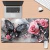 Pastel Pink Daisy Floral Gaming Mouse Pad Soft Hand Drawn Flower Leaf Print Non Slip Desk Mat For Girls Office Laptop Keyboard