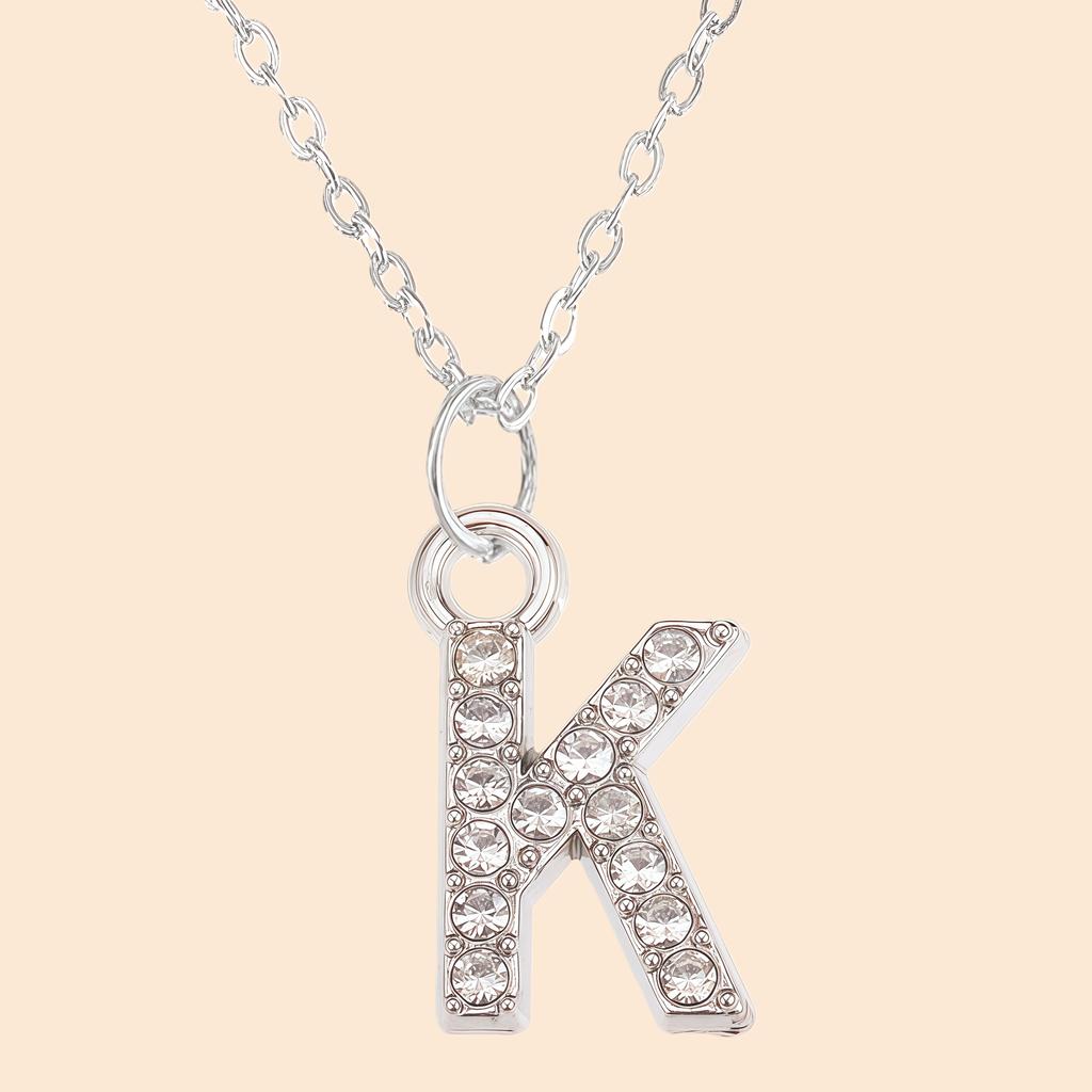 Shining Zircon A-Z Letter Pendant Necklace 26 Initial Alphabet Clavicle Chain For Women Valentine's Day Party Jewelry Gift