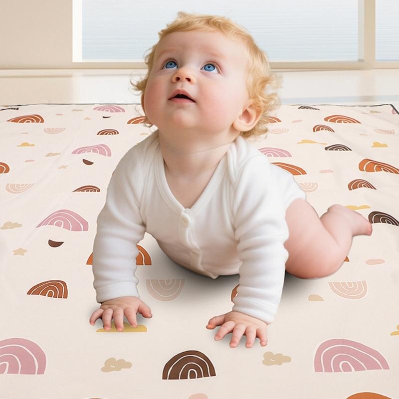 Large 130x130cm Baby Feeding Chair Floor Mat with Unique Pattern Design Silicone Backing For Easy Cleanup