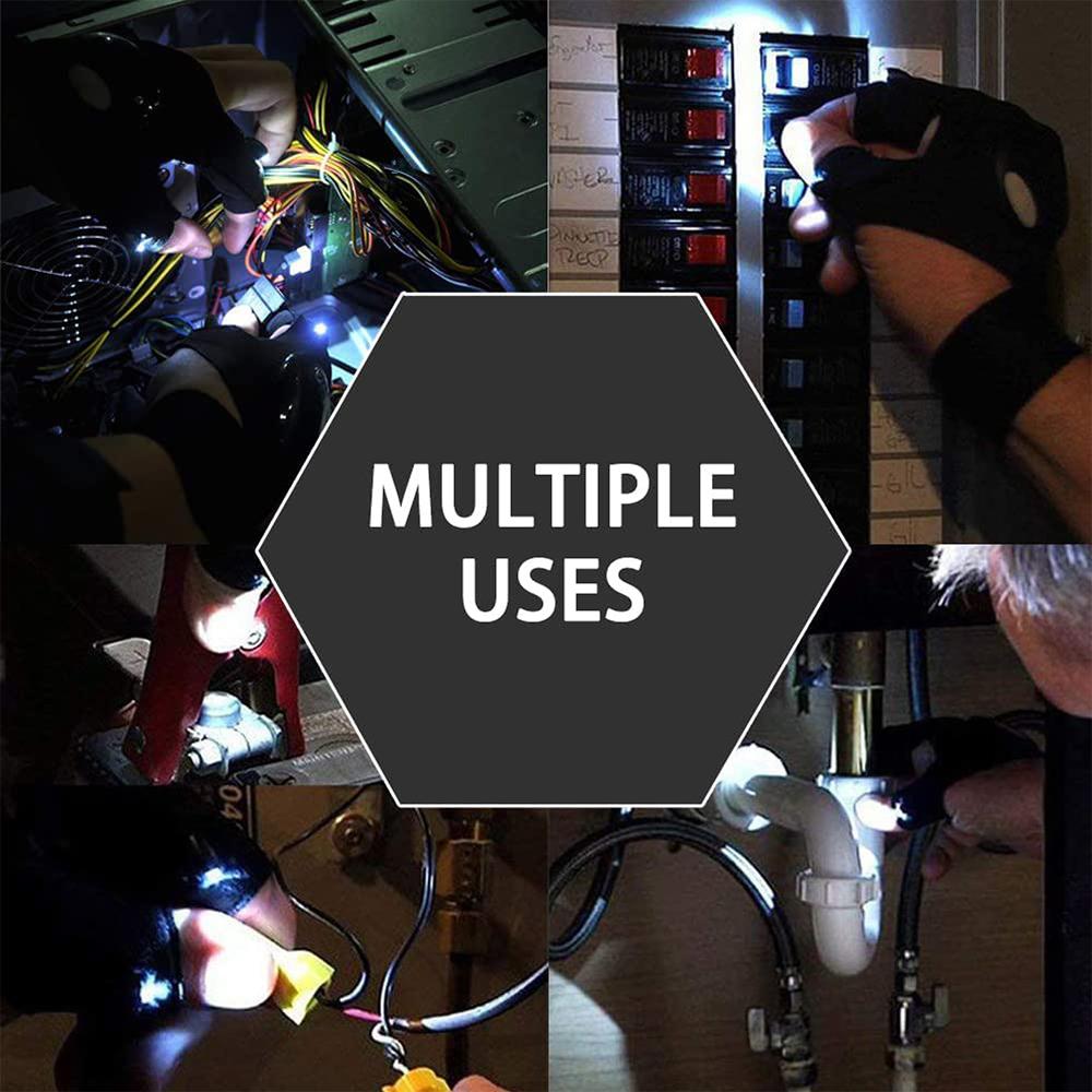 LED Flashlight Gloves Cool Gadget Hands-Free Lights for Camping Fishing Repairing Fathers Day Christmas Birthday Gift