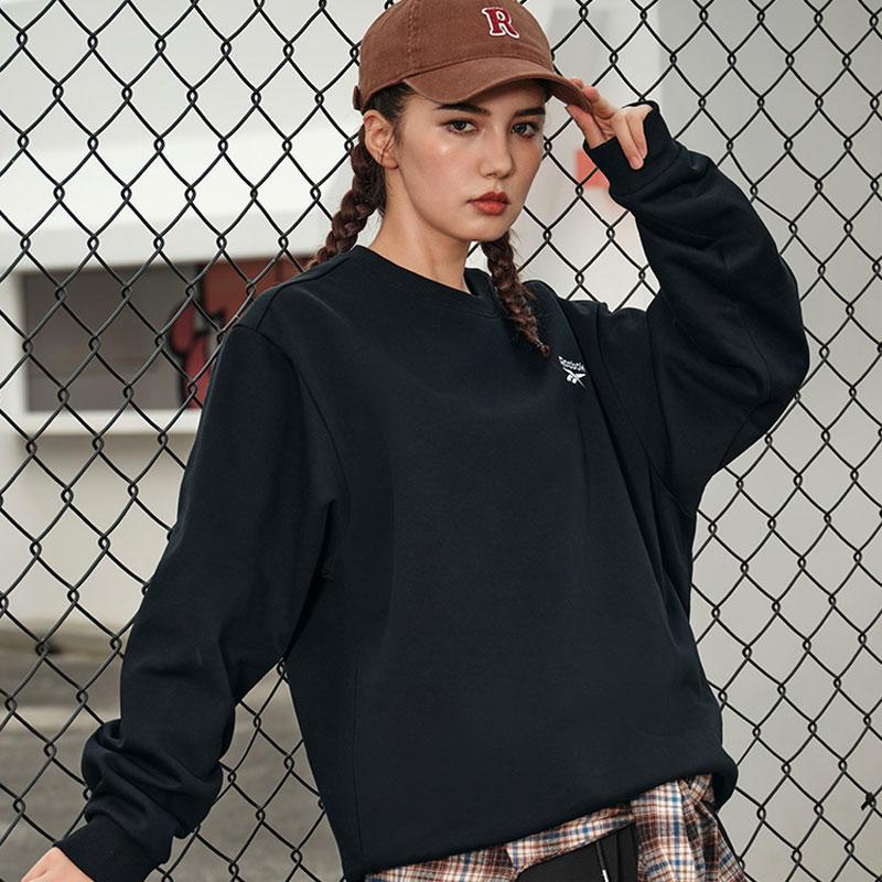 Reebok Letter Crewneck Sweatshirt Unisex Sweatshirt Black 23RMF303UGH0