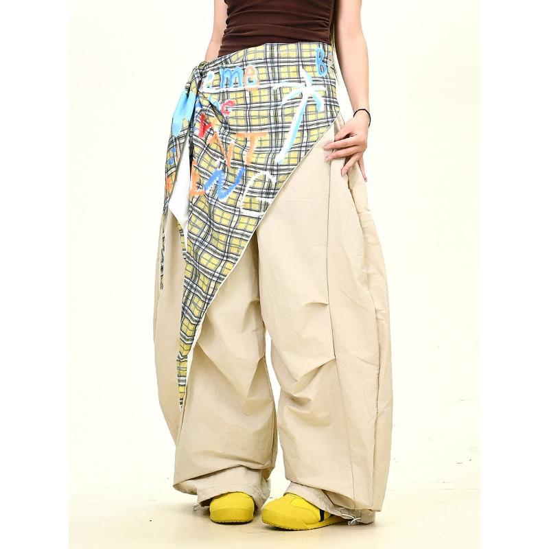 

Vintage Spice Girl Design Sense Tooling Paratrooper Pants Women s Summer Casual Loose Versatile Street Dance Wide Leg Pants S абрикосовый
