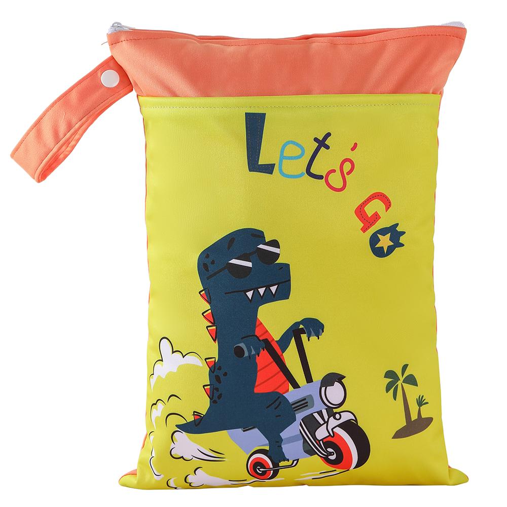 25*35cm New Polyester Double Pocket Cartoon Printed Wet Bags Storage Bag Children Swimsuit Bag Dry Wet Bag Waterproof