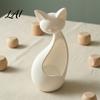 Unique Cat Lover Presents Minimalist Abstract Sleeping Statue 3D Printed Matte White Hollow Ornament for Healing Atmosphere Room Decor Tabletop