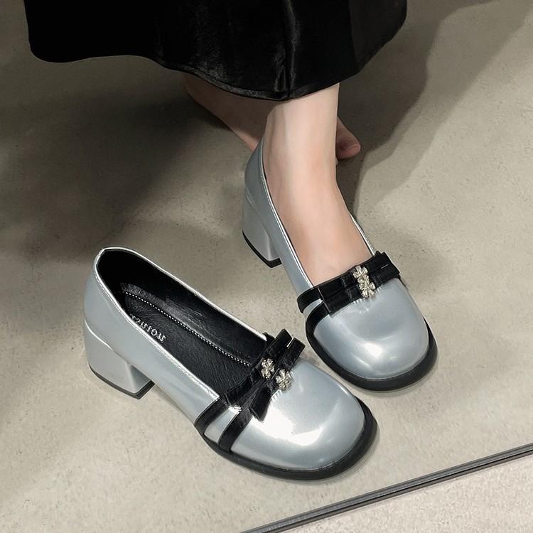 White French Retro Light Mouth Thick Heel Single Shoes Women's Summer 2025 New Model with Skirt Height Increase One Pedal Mary Jane Shoes