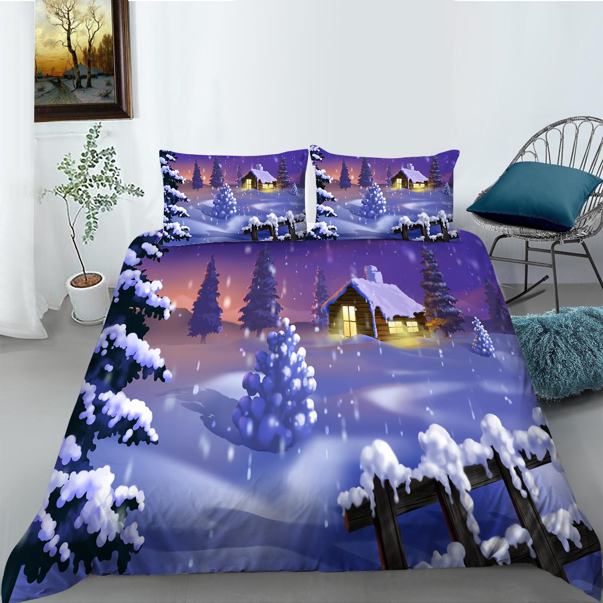 

Різдвяна постільна білизна 3D Новий рік Підодіяльник Наволочка 2/3 шт. Ліжко Queen King Повнорозмірний домашній текстиль Подарунок EU Single 135x200cm