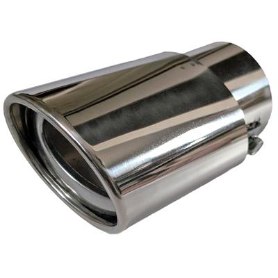 Sakurawing General Purpose Muffler Cutter, Downward Facing, Single, Slash, Oval, Flip-up, 1 Piece, Stainless Steel, Light, Car, Silver, Straight