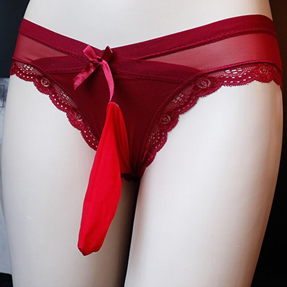 Fashionable Lacework Bowknot Panties Knickers for Men's Trendy Briefs Underwear