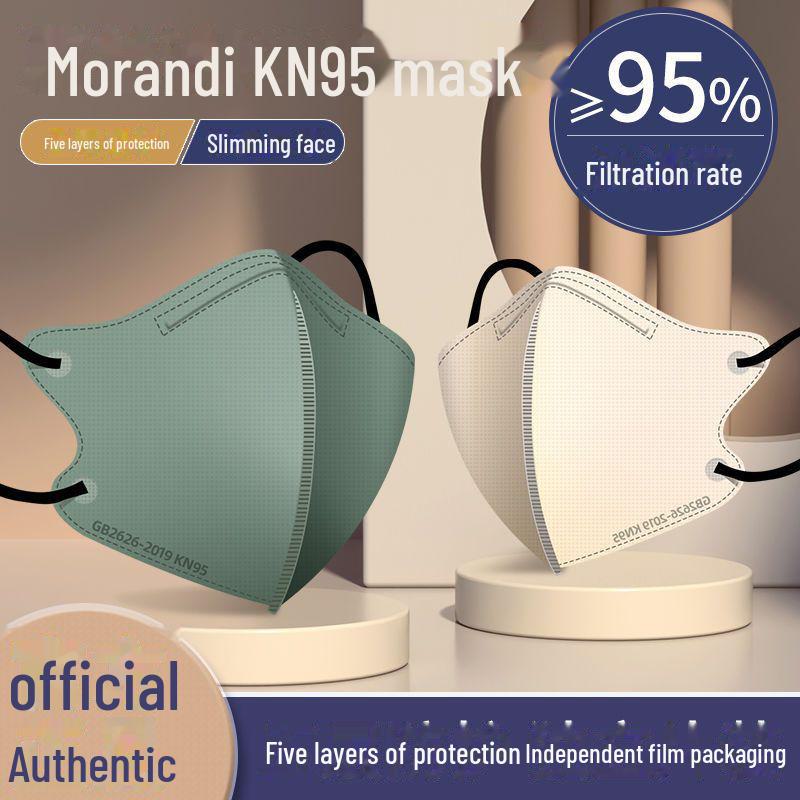 Morandi Color 3D KN95 Adult Mask, Four-Layer Disposable with Ear Loops, Individually Packaged